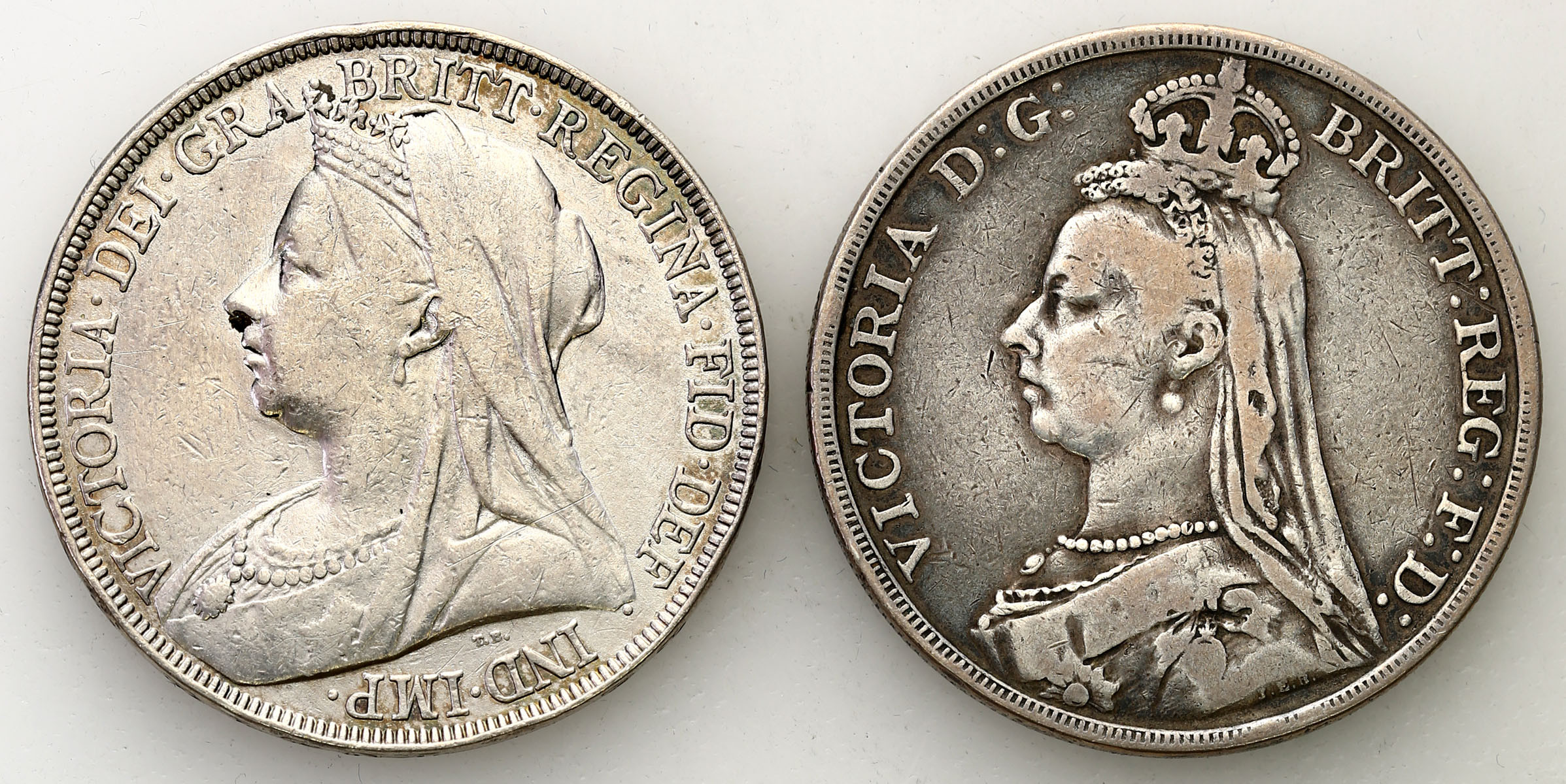 Wielka Brytania. Wiktoria (1837-1901). Korona 1890, 1896 Londyn, zestaw 2 monet